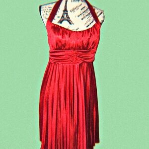 Pre-Owned Red "Speechless" Halter Neck Tie Dress (M)